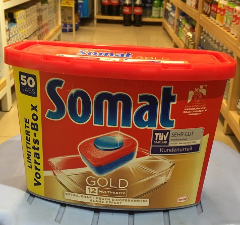 Viên rửa cho máy rửa chén, bát Bosch, Beko, Brandt, GAGGENAU, gorenje, GRUNDIG, GL, NEFF, SHARP, SIMENS, Smeg Somat Gold hộp 50 viên